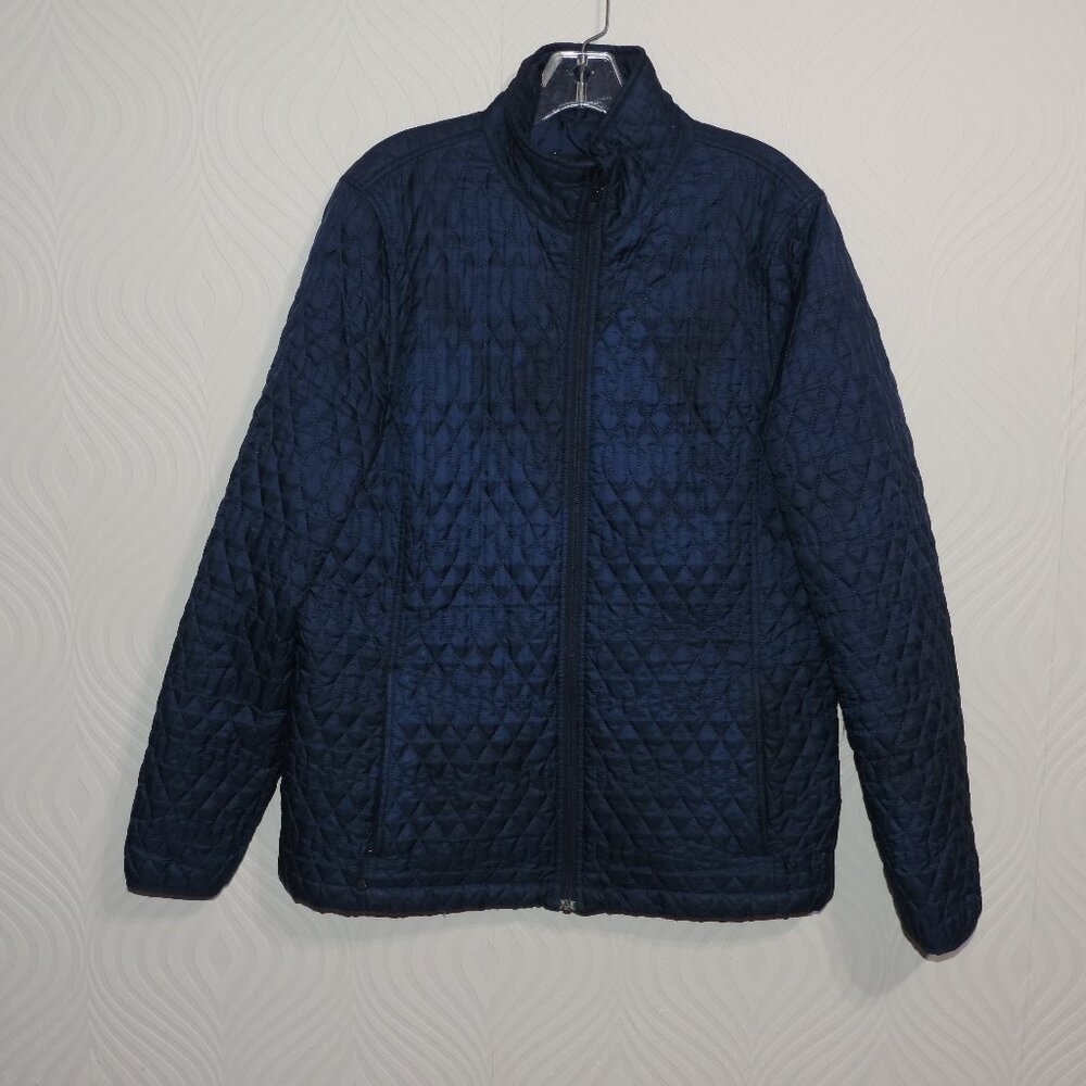 LANDS/ END sz L Tall (14-16) Dark Navy Blue Lightweight Quilt Primaloft Jacket